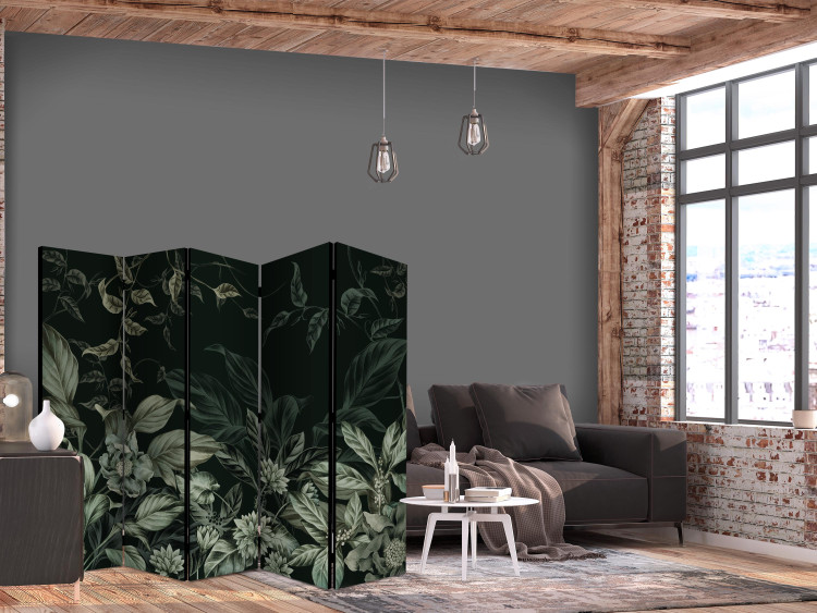 Folding Screen Atmospheric Theme - Plants and Flowers in Dark Colors II [Room Dividers] 152025 additionalImage 4