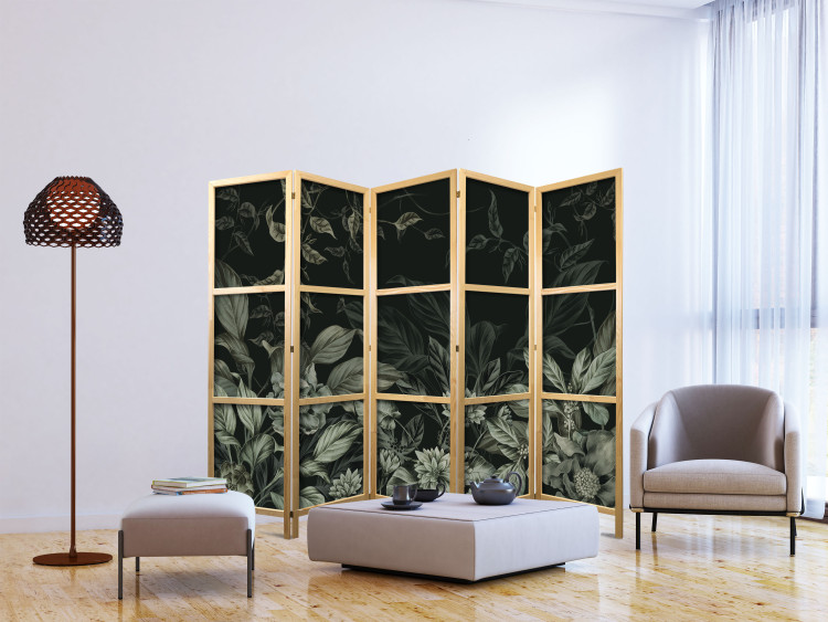 Folding Screen Atmospheric Theme - Plants and Flowers in Dark Colors II [Room Dividers] 152025 additionalImage 6