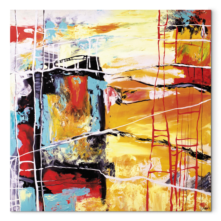 Canvas Print Longing (1-piece) - Futuristic abstraction with colourful splashes 48425 additionalImage 7