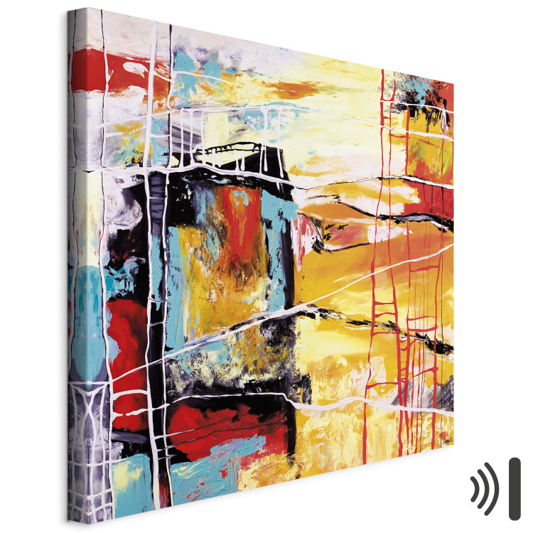Canvas Print Longing (1-piece) - Futuristic abstraction with colourful splashes 48425 additionalImage 8