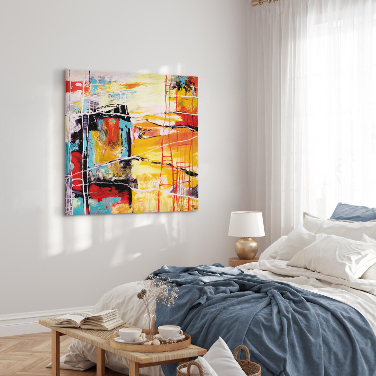 Canvas Print Longing (1-piece) - Futuristic abstraction with colourful splashes 48425 additionalImage 10