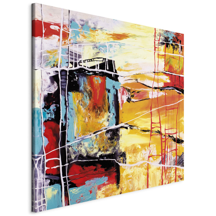 Canvas Print Longing (1-piece) - Futuristic abstraction with colourful splashes 48425 additionalImage 2