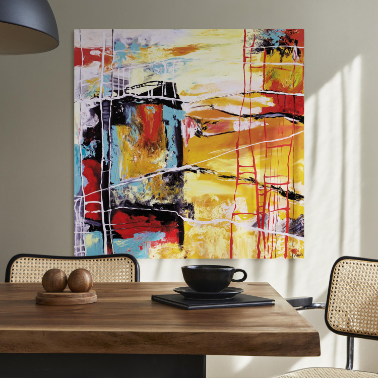 Canvas Print Longing (1-piece) - Futuristic abstraction with colourful splashes 48425 additionalImage 11