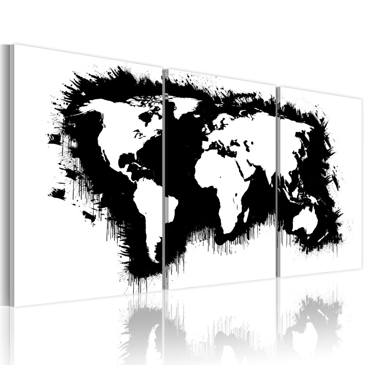 Canvas The World map in black-and-white 55325 additionalImage 2