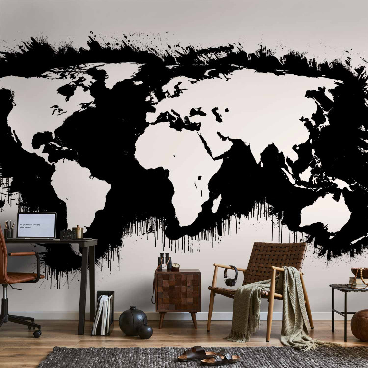 Wall Mural Black and White World - Map with White Continents and Black Oceans 60025 additionalImage 4