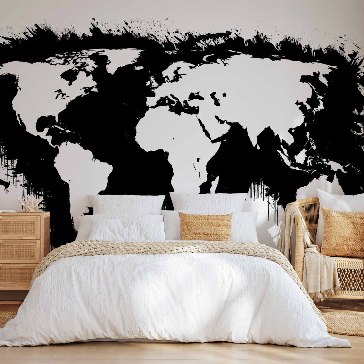 Wall Mural Black and White World - Map with White Continents and Black Oceans 60025 additionalImage 2