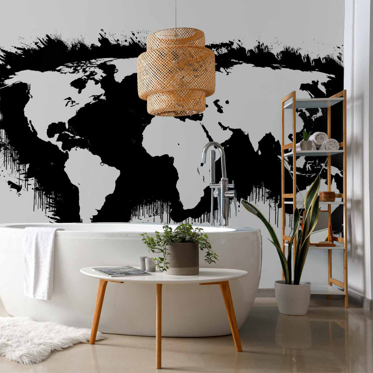 Wall Mural Black and White World - Map with White Continents and Black Oceans 60025 additionalImage 8