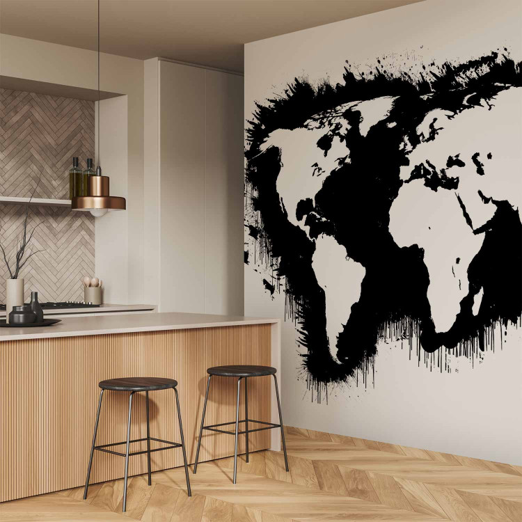 Wall Mural Black and White World - Map with White Continents and Black Oceans 60025 additionalImage 7