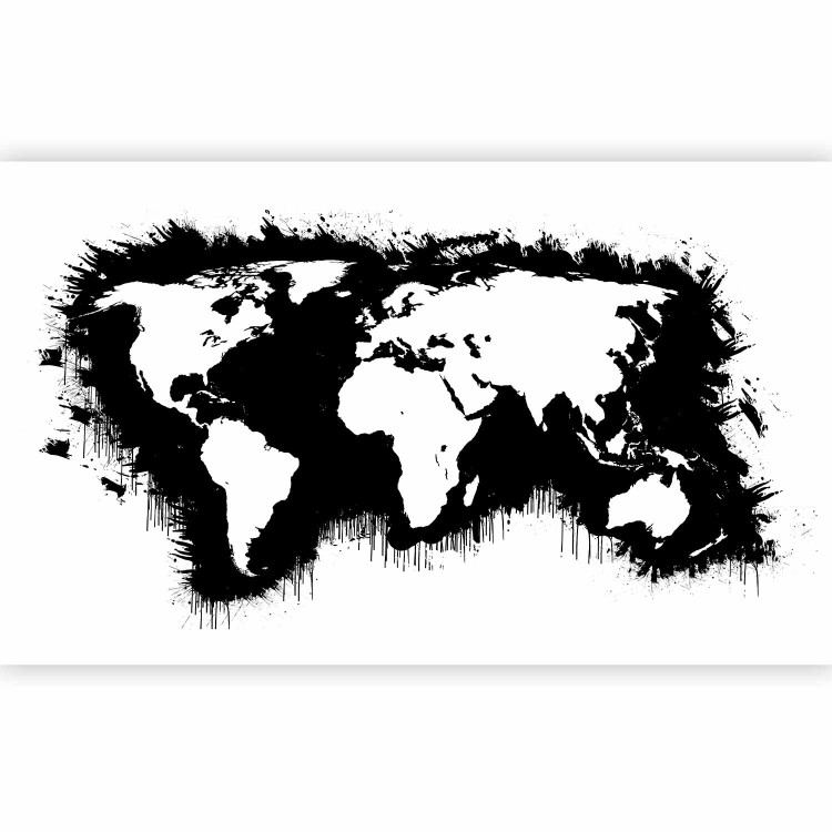 Wall Mural Black and White World - Map with White Continents and Black Oceans 60025 additionalImage 1