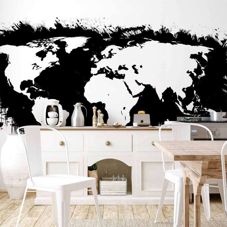 Wall Mural Black and White World - Map with White Continents and Black Oceans 60025 additionalImage 6