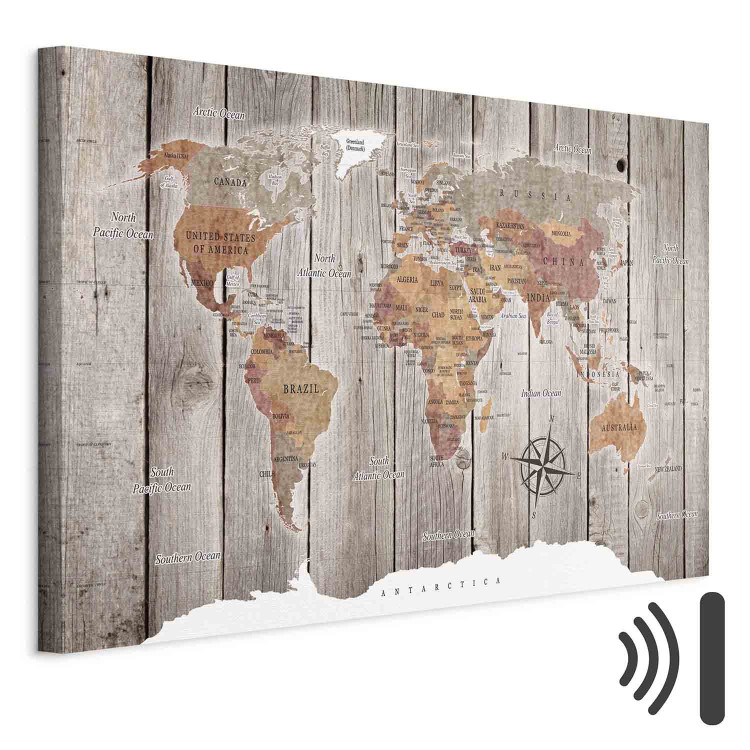 Canvas Print World Map: Wooden Stories 91925 additionalImage 8