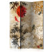 Room Divider Fish Dance - beige texture with oriental motif of fish and flowers 98225