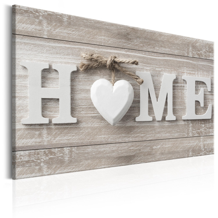 Canvas Print Heart of Home (1-piece) - White English Text in Vintage Style 106235 additionalImage 2