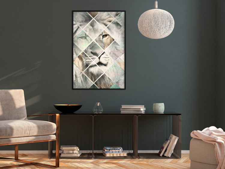 Poster Lion on the Chessboard - wild cat in a colorful geometric abstraction 114435 additionalImage 3