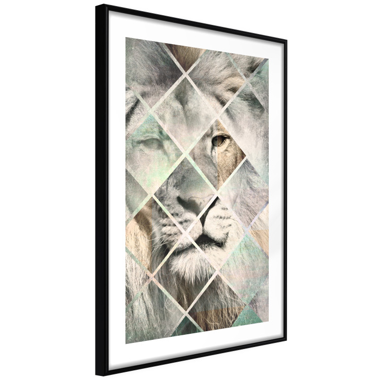 Poster Lion on the Chessboard - wild cat in a colorful geometric abstraction 114435 additionalImage 11