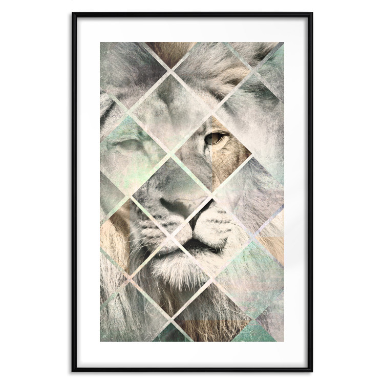 Poster Lion on the Chessboard - wild cat in a colorful geometric abstraction 114435 additionalImage 16