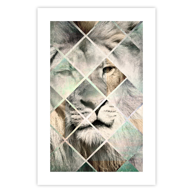Poster Lion on the Chessboard - wild cat in a colorful geometric abstraction 114435 additionalImage 18