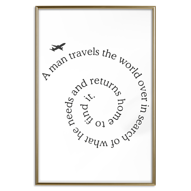 Wall Poster Traveler - black airplane and English text on a solid background 114635 additionalImage 20