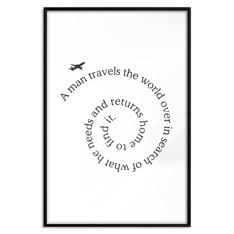 Wall Poster Traveler - black airplane and English text on a solid background 114635 additionalImage 17