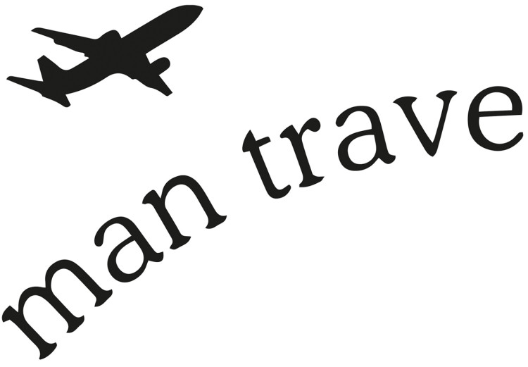 Wall Poster Traveler - black airplane and English text on a solid background 114635 additionalImage 11