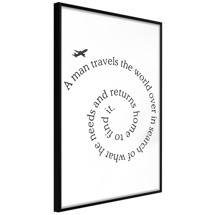 Wall Poster Traveler - black airplane and English text on a solid background 114635 additionalImage 10