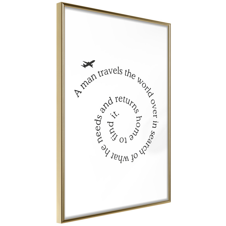 Wall Poster Traveler - black airplane and English text on a solid background 114635 additionalImage 6