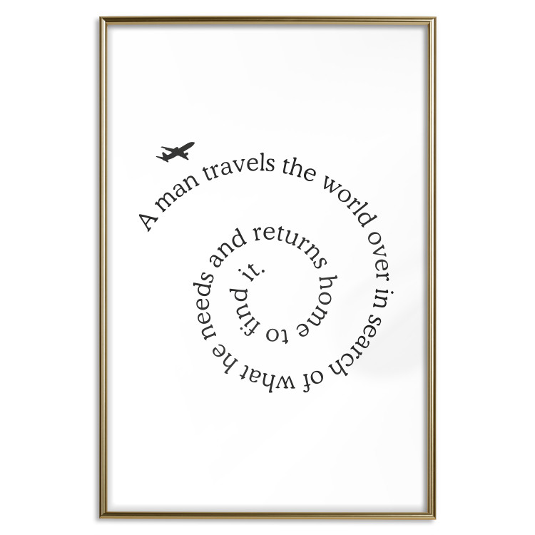 Wall Poster Traveler - black airplane and English text on a solid background 114635 additionalImage 14