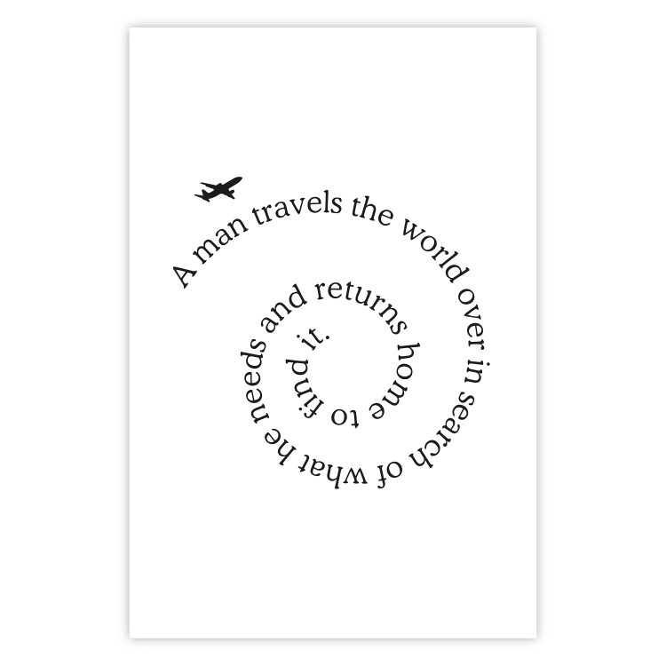 Wall Poster Traveler - black airplane and English text on a solid background 114635 additionalImage 19