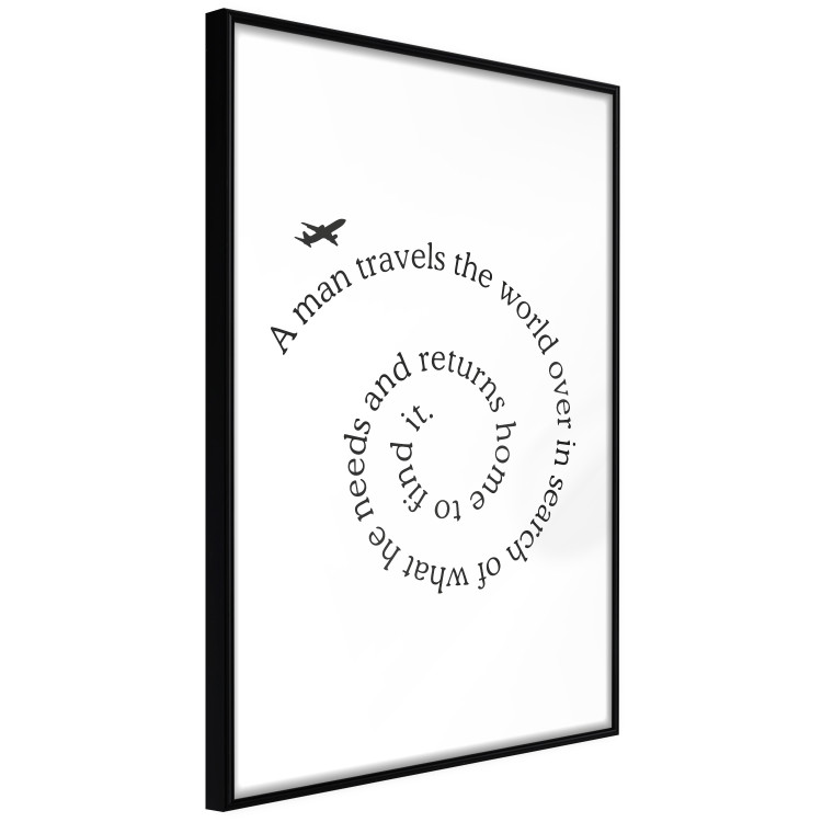 Wall Poster Traveler - black airplane and English text on a solid background 114635 additionalImage 11