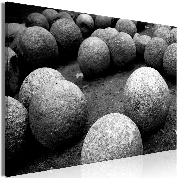 Canvas Print Stone Shades of History (1-part) - Black and White Vintage Background 115035 additionalImage 2