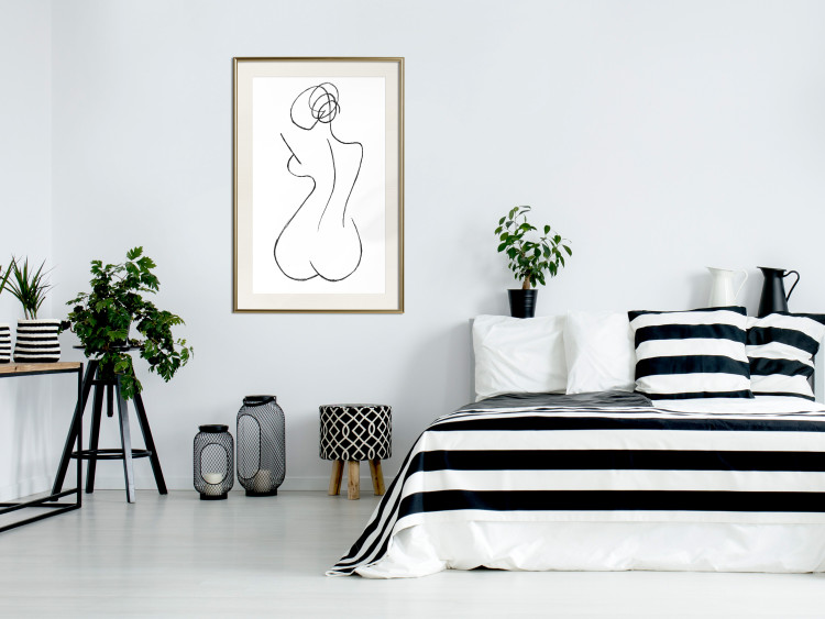 Poster Female Shapes - minimalist black and white line art with a woman 115235 additionalImage 21