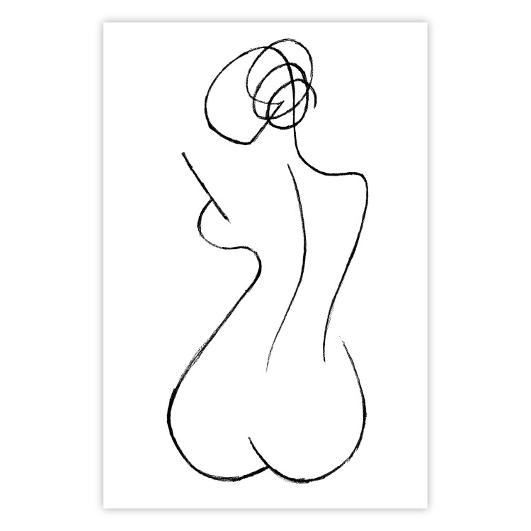 Poster Female Shapes - minimalist black and white line art with a woman 115235
