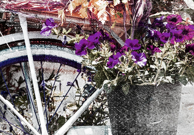 Canvas Flowery Street (1-part) - Bicycle in Shabby Chic Style Under Stairs 116435 additionalImage 4
