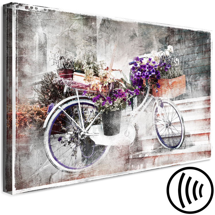 Canvas Flowery Street (1-part) - Bicycle in Shabby Chic Style Under Stairs 116435 additionalImage 6