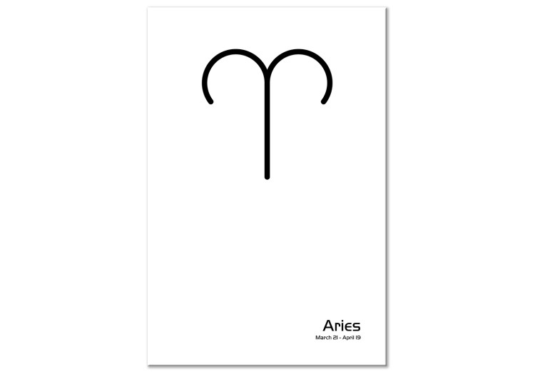 Canvas Aries zodiac sign - black and white graphics with black lettering 117035