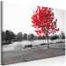 Canvas Print Autumn Tone (1-part) - Gray Photo of Red Tree 117135 additionalThumb 2