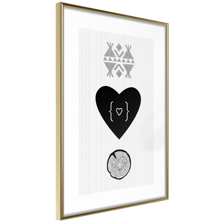 Wall Poster Two Hearts and a Trunk - simple black and white composition in original pattern 117335 additionalImage 14