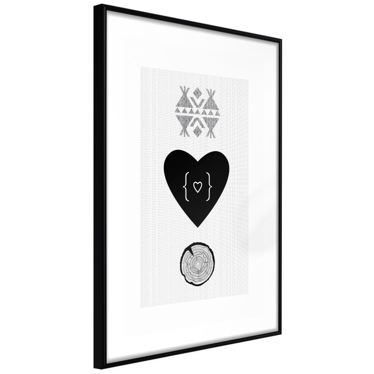 Wall Poster Two Hearts and a Trunk - simple black and white composition in original pattern 117335 additionalImage 13
