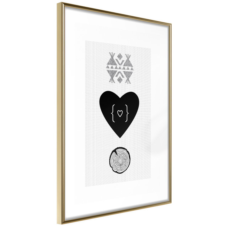 Wall Poster Two Hearts and a Trunk - simple black and white composition in original pattern 117335 additionalImage 8