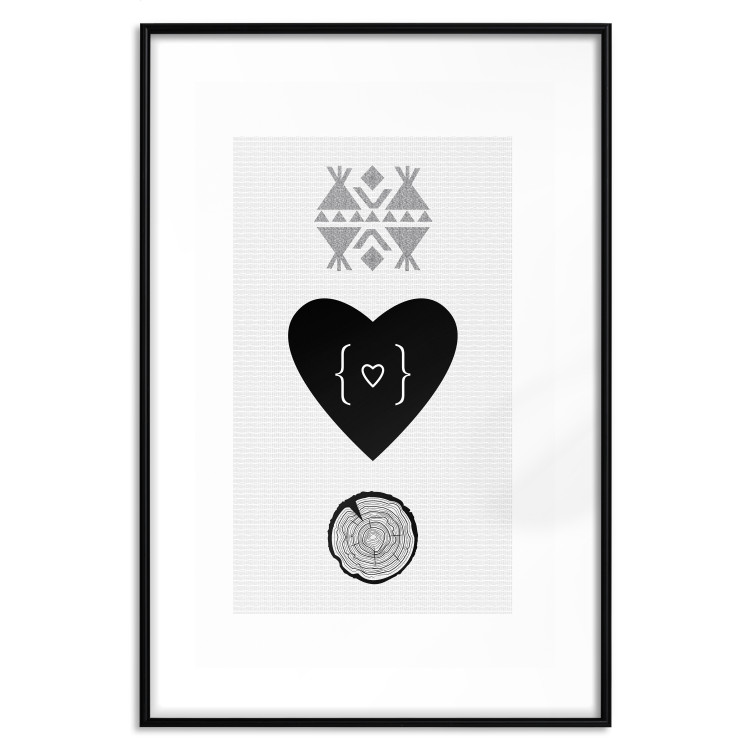 Wall Poster Two Hearts and a Trunk - simple black and white composition in original pattern 117335 additionalImage 15