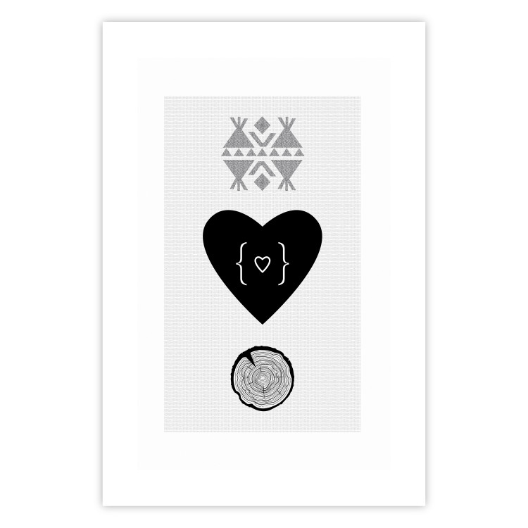 Wall Poster Two Hearts and a Trunk - simple black and white composition in original pattern 117335 additionalImage 25