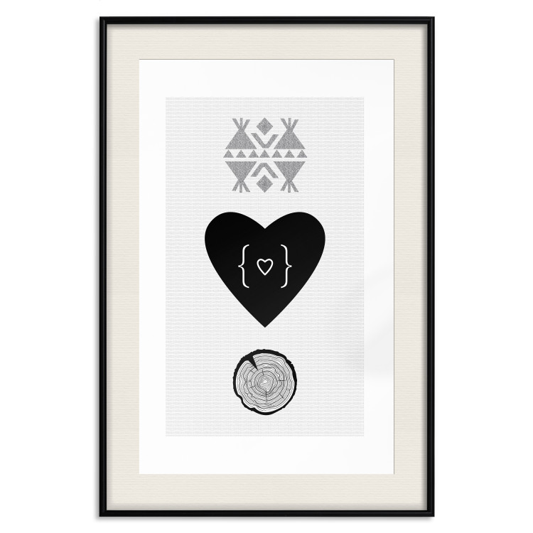 Wall Poster Two Hearts and a Trunk - simple black and white composition in original pattern 117335 additionalImage 18