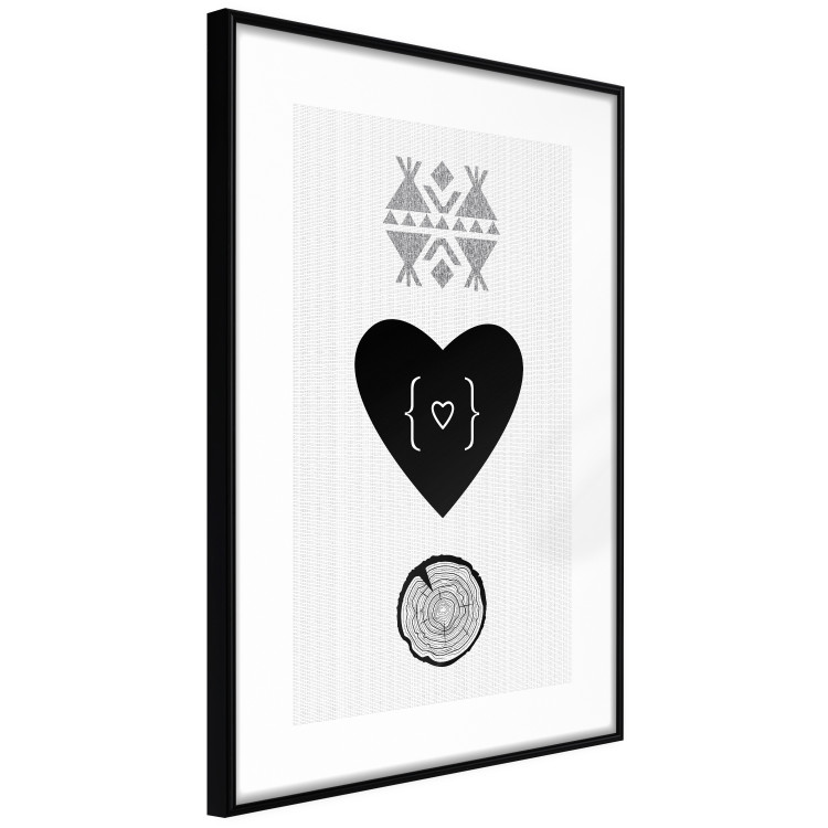 Wall Poster Two Hearts and a Trunk - simple black and white composition in original pattern 117335 additionalImage 10