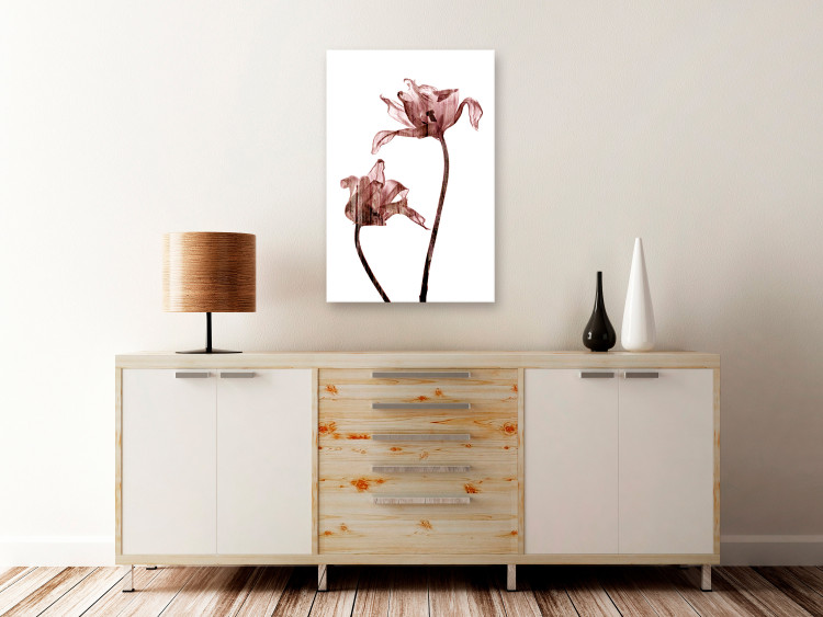 Canvas Art Print Drawn tulips - flowers in a delicate brown color on a white background 118235 additionalImage 3