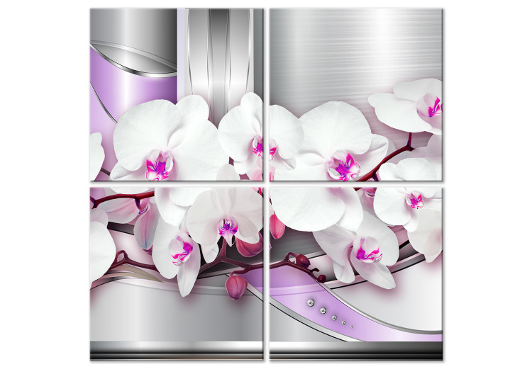 Canvas Print Orchid - 4-part, modern composition of an elegant plant 118435