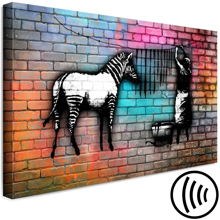 Canvas Print Washing Zebra - Colourful Brick (1 Part) Wide 118535 additionalImage 6