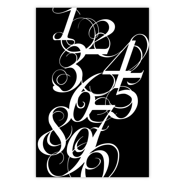 Wall Poster Number Calligraphy - black and white retro composition in elegant numbers 119135