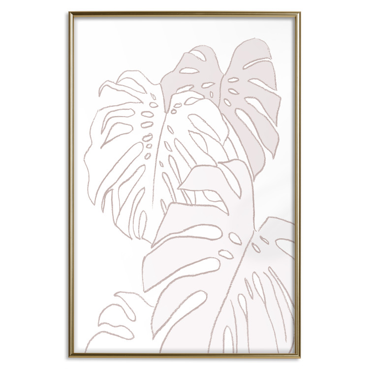 Wall Poster Creamy Monstera - botanical sketches of several monstera leaves on a white background 123135 additionalImage 20