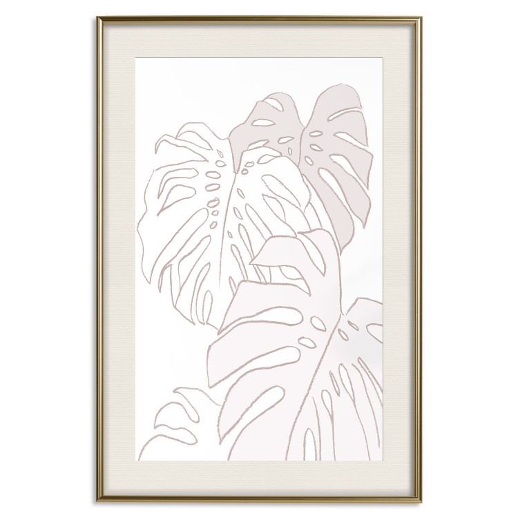 Wall Poster Creamy Monstera - botanical sketches of several monstera leaves on a white background 123135 additionalImage 19