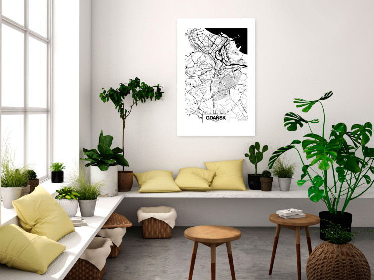 Wall Poster City Map: Gdańsk - black and white map of city in Poland with labels 123835 additionalImage 2